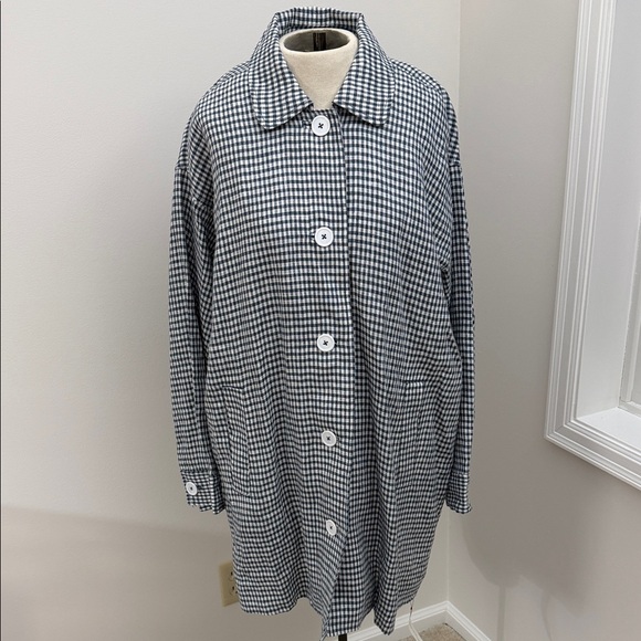 BNWT Reformation Irene Linen Slate Checkered Jacket Medium - Picture 4 of 10